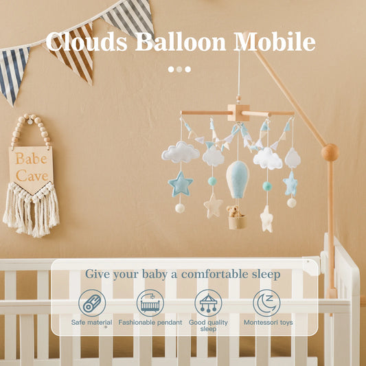 Mobile Bébé en Feutrine – Montgolfières pour Lit et Chambre d’Enfant