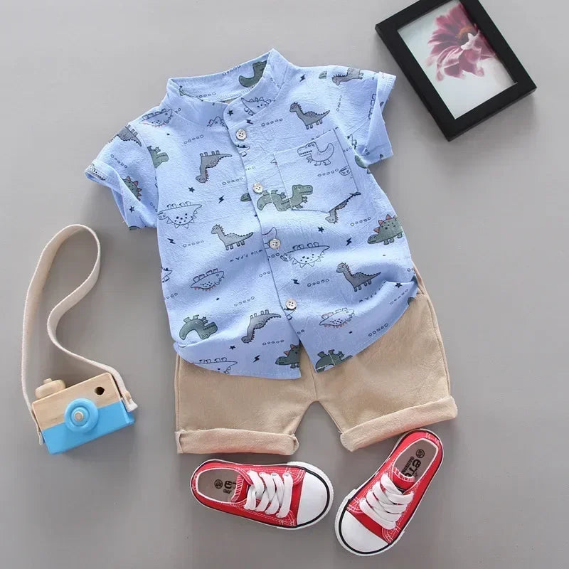 Ensemble Été Bébé Garçon – Haut & Short Décontracté (2 pièces)