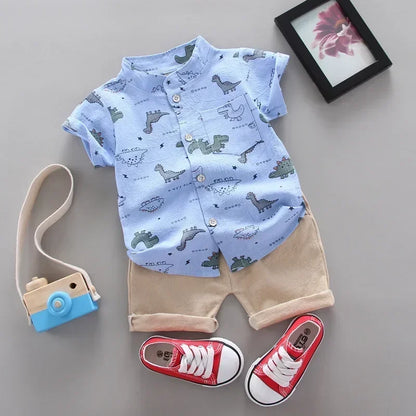 Ensemble Été Bébé Garçon – Haut & Short Décontracté (2 pièces)