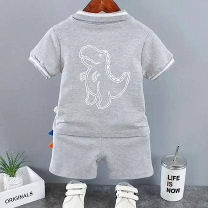 Ensemble Été Bébé Garçon POLO 2Pcs avec motif Dinosaur