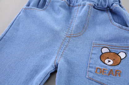 Ensemble Été Bébé Garçon – T-shirt Ours & Short en Coton