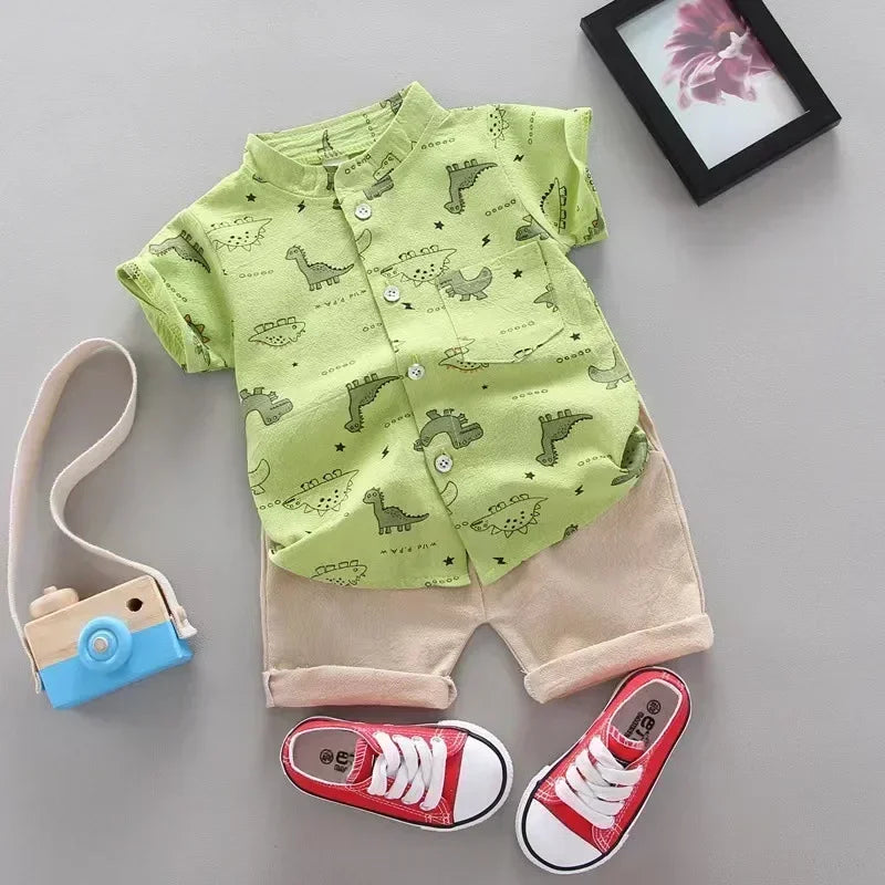 Ensemble Été Bébé Garçon – Haut & Short Décontracté (2 pièces)
