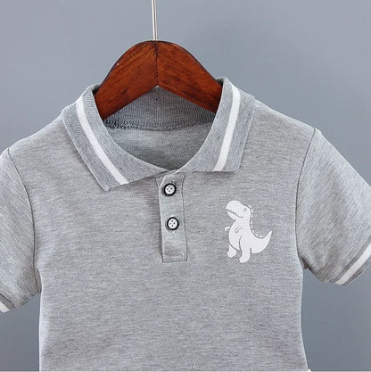 Ensemble Été Bébé Garçon POLO 2Pcs avec motif Dinosaur