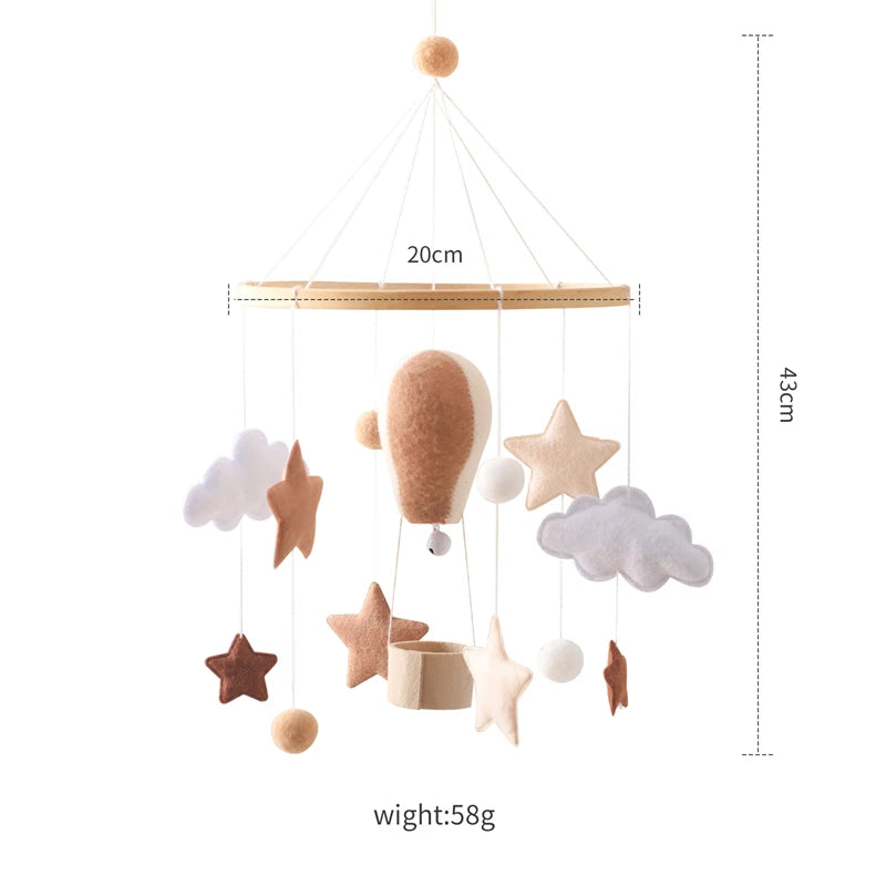 Mobile Bébé en Feutrine – Montgolfières pour Lit et Chambre d’Enfant