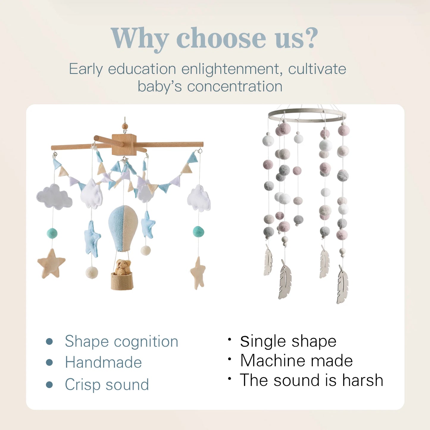 Mobile Bébé en Feutrine – Montgolfières pour Lit et Chambre d’Enfant