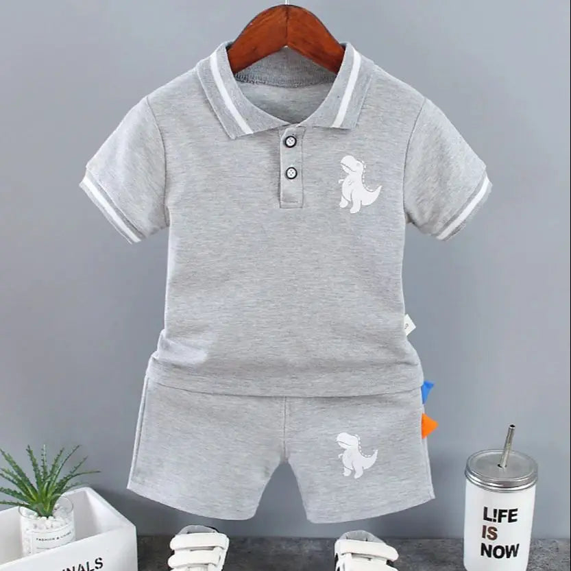Ensemble Été Bébé Garçon POLO 2Pcs avec motif Dinosaur