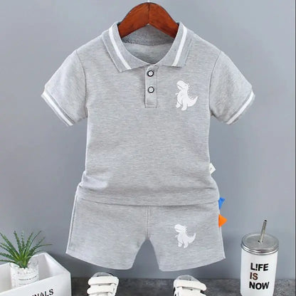 Ensemble Été Bébé Garçon POLO 2Pcs avec motif Dinosaur
