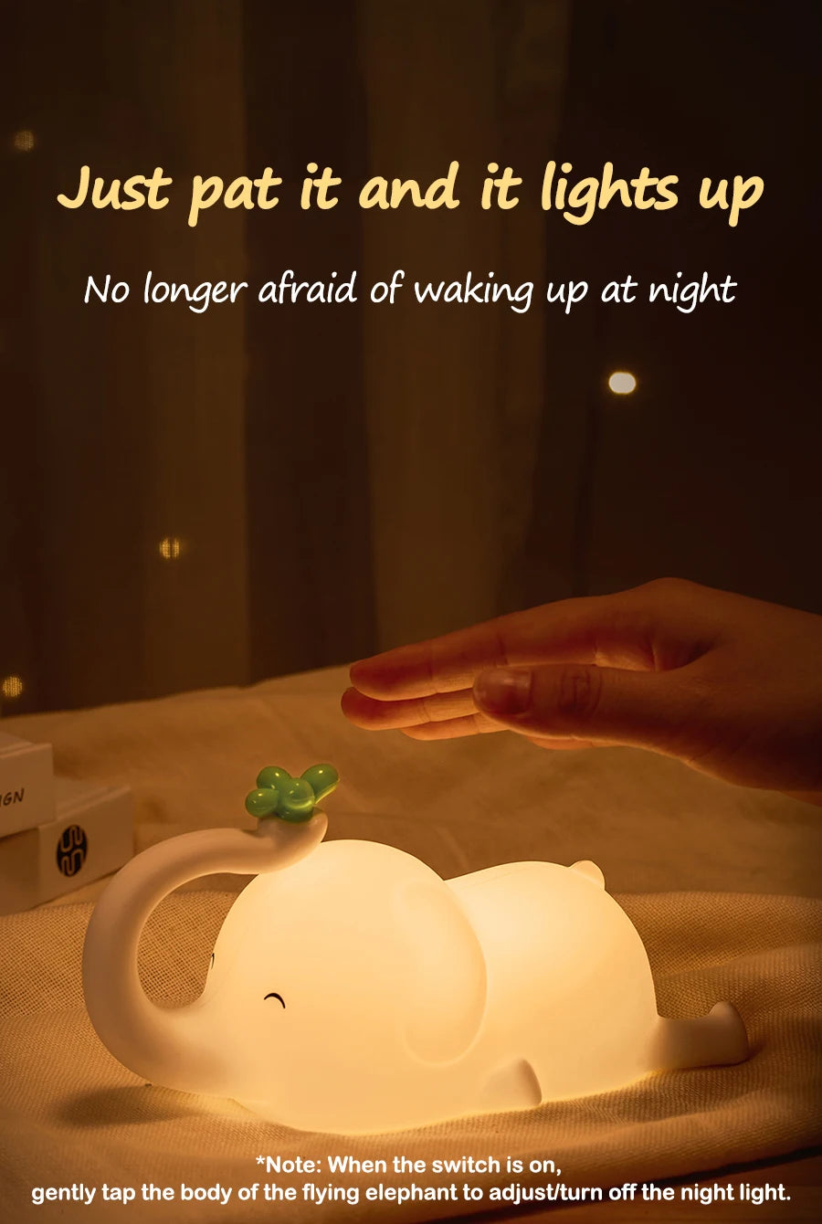 Veilleuse Enfant Éléphant – Lampe de Nuit Douce et Rechargeable USB