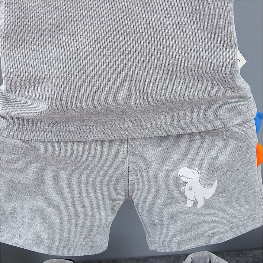 Ensemble Été Bébé Garçon POLO 2Pcs avec motif Dinosaur