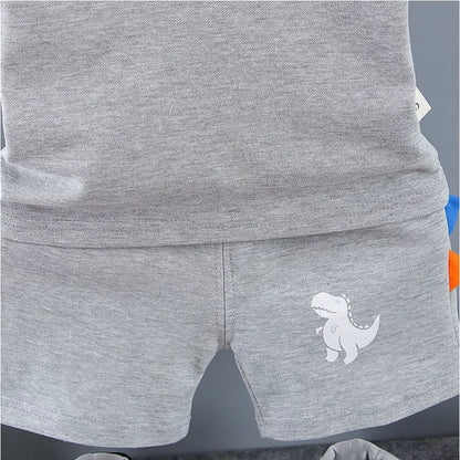 Ensemble Été Bébé Garçon POLO 2Pcs avec motif Dinosaur