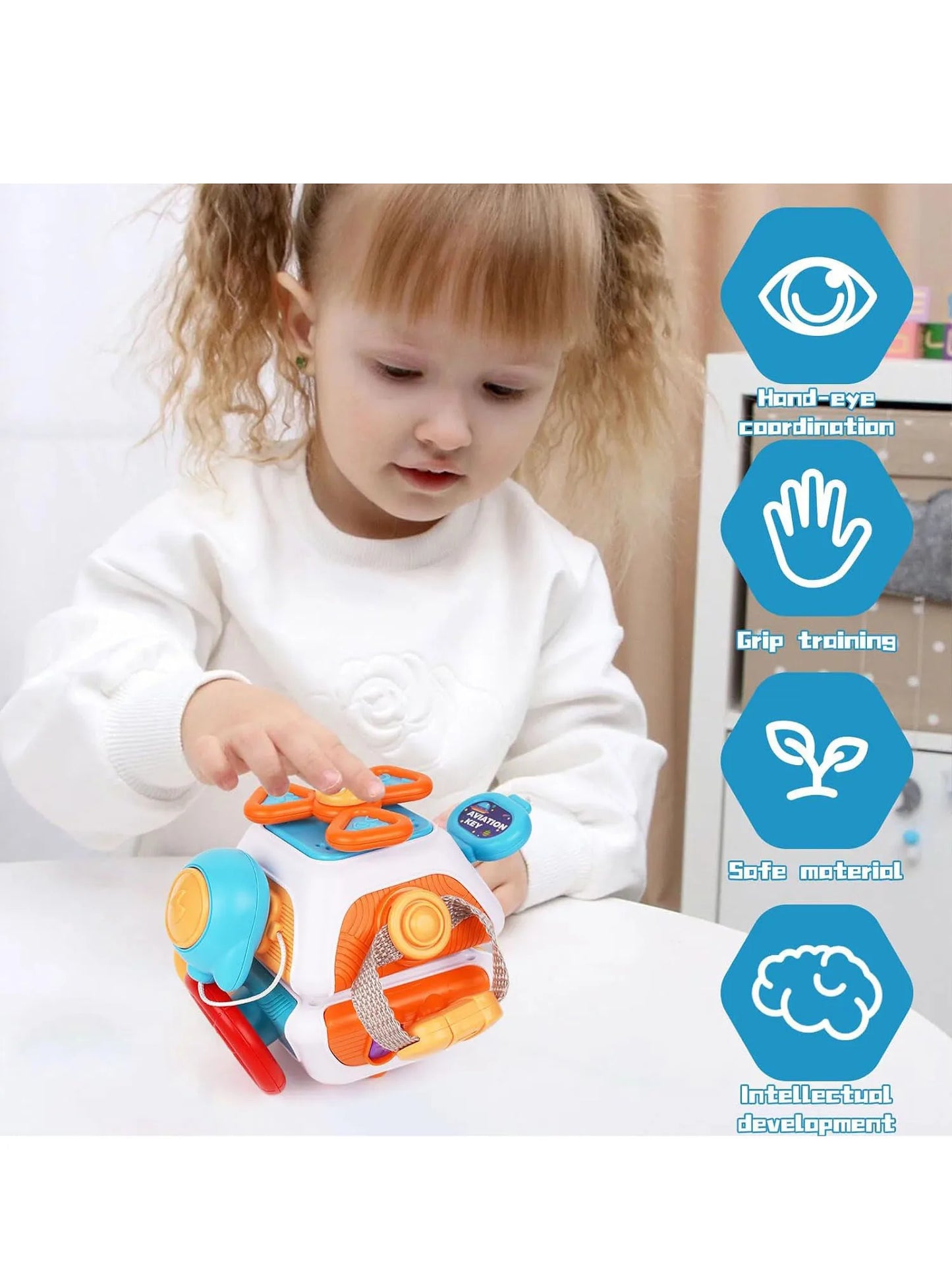 Cube d’activités Montessori pour bébé – Jouet sensoriel éducatif et d’apprentissage