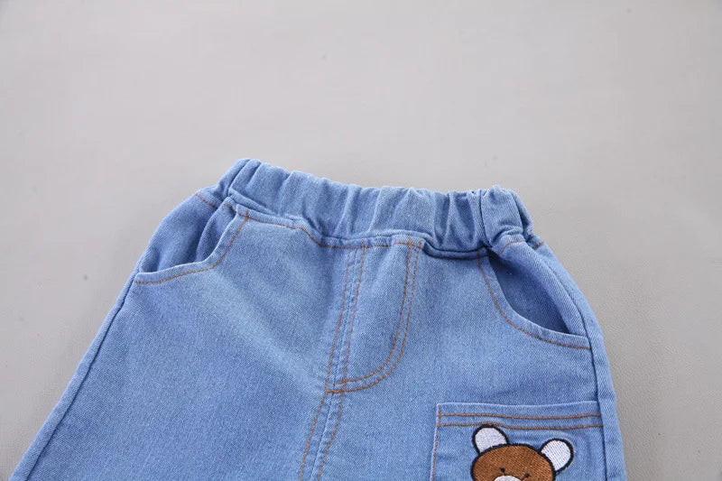Ensemble Été Bébé Garçon – T-shirt Ours & Short en Coton